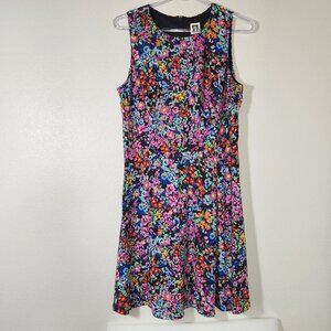 Anne Klein Sleeveless Midi Dress Bright Floral Print No Size Tag (14 or 16)